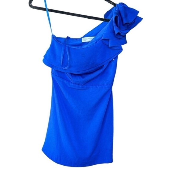 Mac Duggal 55286 Dress One Shoulder Ruffle Mini - Picture 3 of 5